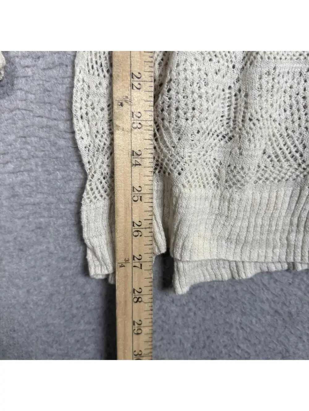 Free People Miles Away Swit Linen Cotton Blend Eyelet Long Sleeve Sweater Sz L
